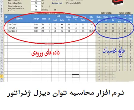 نرم افزار محاسبه توان دیزل ژنراتور