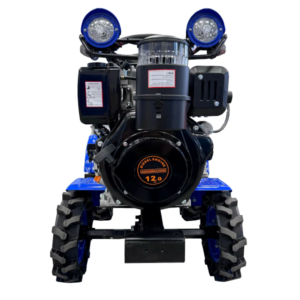 نمای چراغ تیلر کولتیواتور 4 چرخ آگرو چراغ دار 12 اسب بخار مدل AG001-2