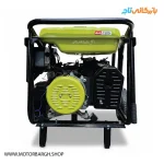 نمایی از دینام و اگزوز موتور برق بنزینی پوتر 9.5 کیلووات مدل PT21000VESRATS به همراه تابلو ATS و ریموت‌دار